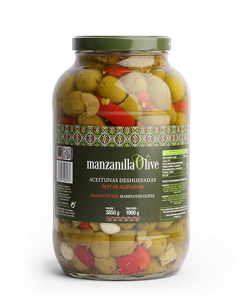 Aceitunas Gordal Deshuedadas Rotas Aliñadas - Manzanilla Olive