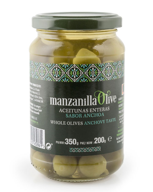 Aceitunas enteras sabor anchoa - Manzanilla Olive