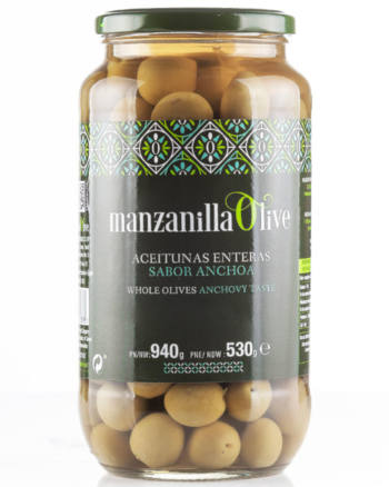 Aceitunas enteras sabor anchoa - Manzanilla Olive